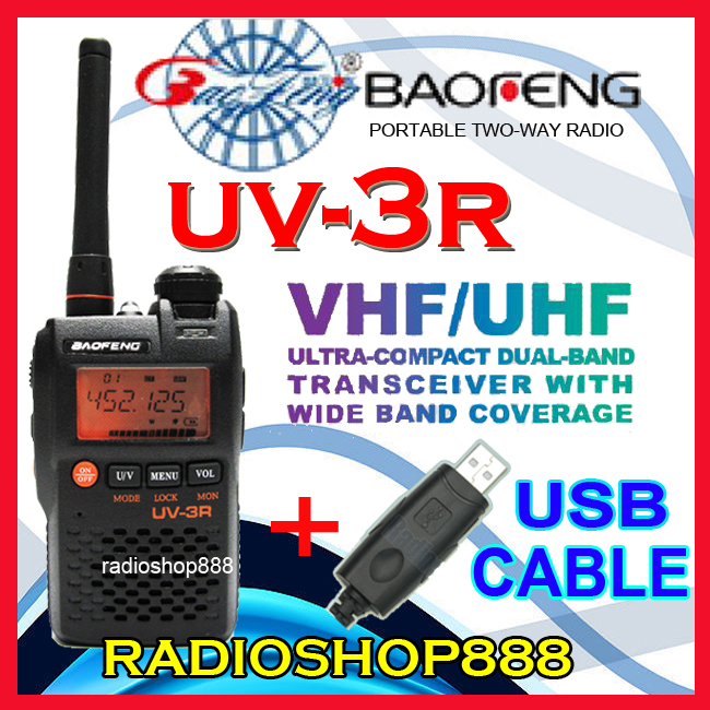 UV 3R VHF/UHF 136 174 400 470 POCKET RADIO + USB CABLE  